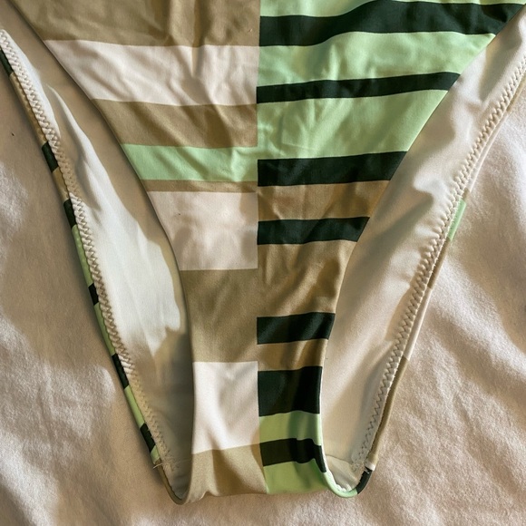 NWT Striped Multi Color High Cut Cheeky Bikini Sz Large - Picture 5 of 6